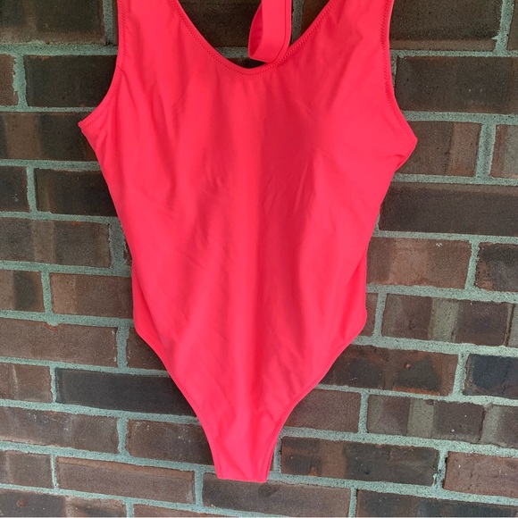 Pink One Piece Swimsuit With Belt Size Large NWOT - Picture 3 of 7